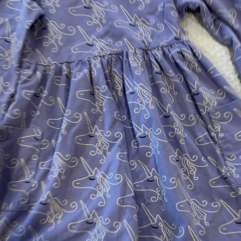Hanna Andersson Purple unicorn Kids Dress with Swirl Design